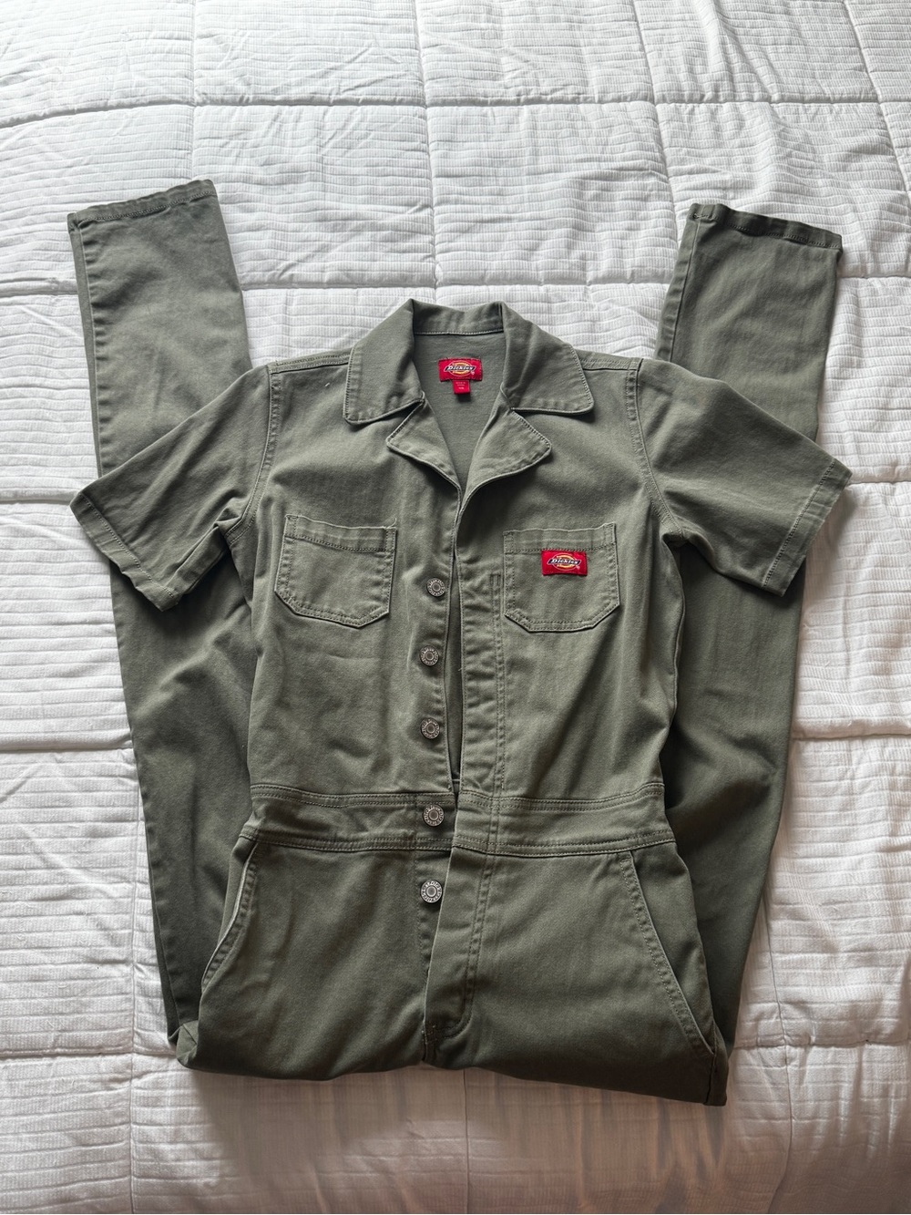 Dickies olive green short sleeve jumpsuit size XS